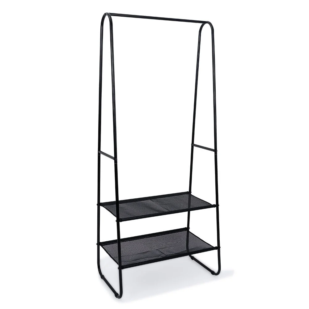 Portant avec tablettes métal pvc noir