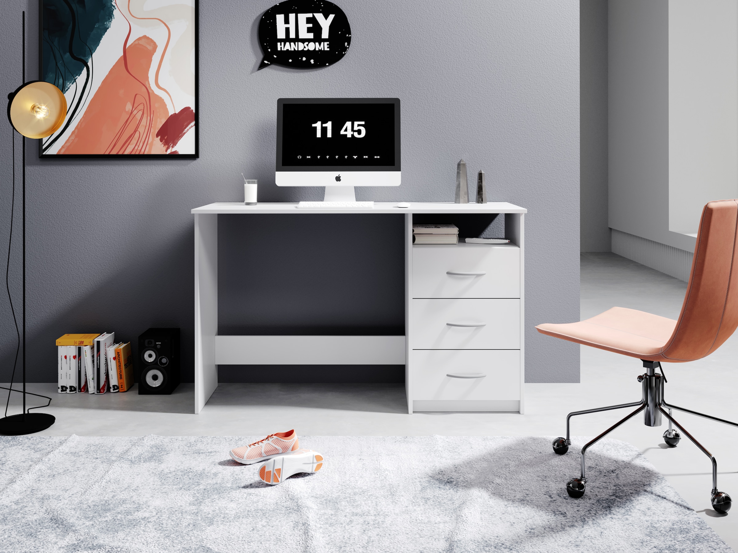 BEGA OFFICE Schreibtisch »Adria, Computertisch,« Schubkästen rechts oder links montierbar, Breite 123 cm