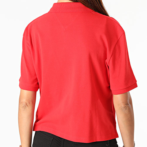 Polo Manches Courtes Crop Femme Center Badge 0347 Rouge