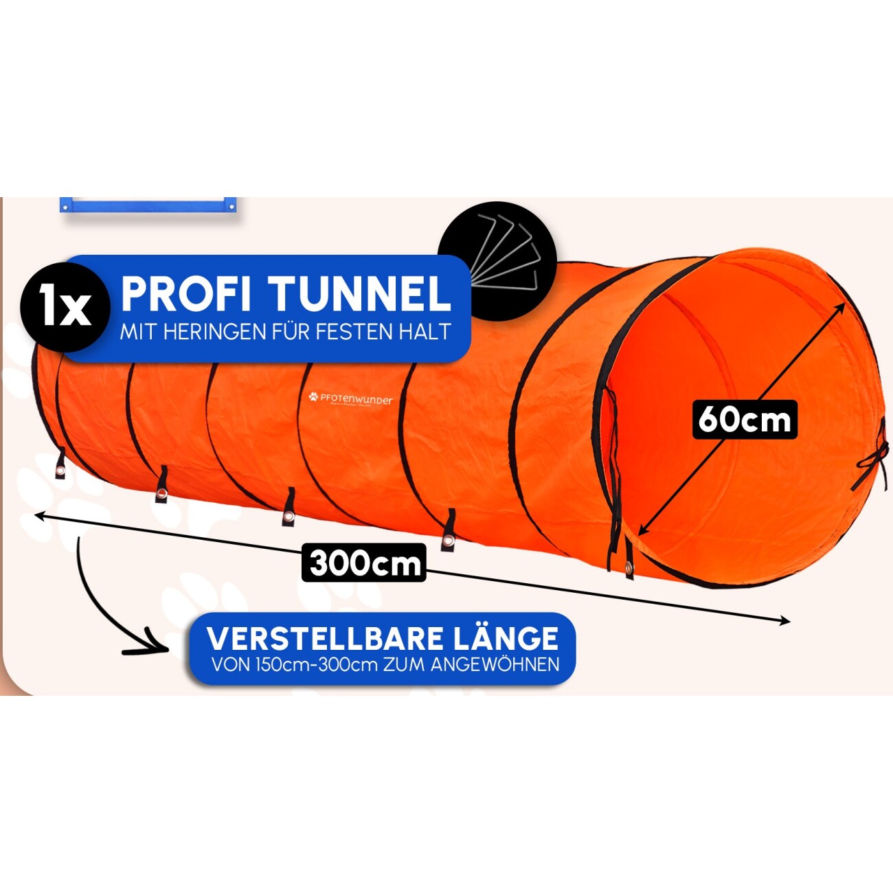 PfotenWunder® XXL-Profi-Agility 3-Meter-Tunnel