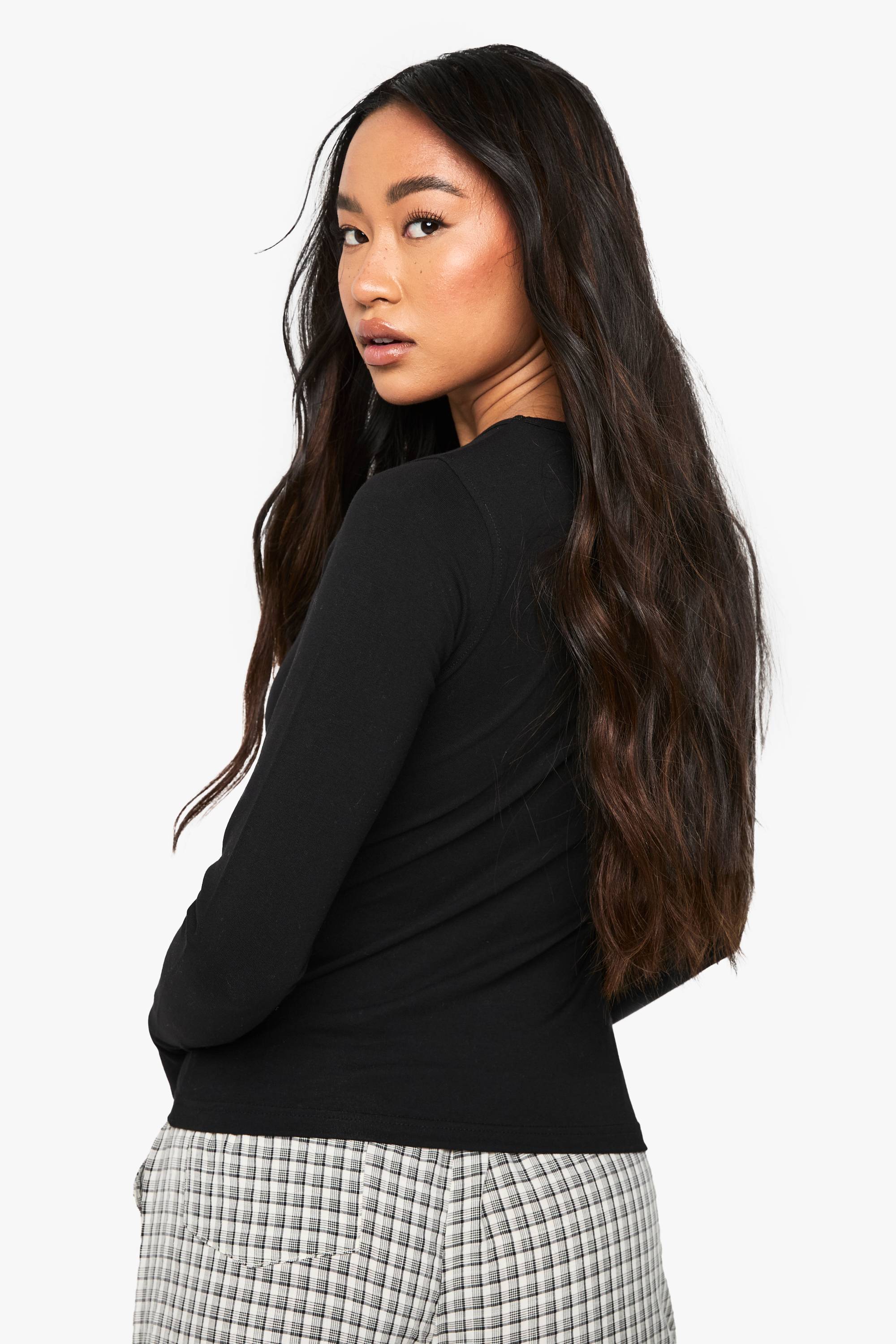 boohoo Boohoo Basics Top Longline à Manches Longues à Col Rond