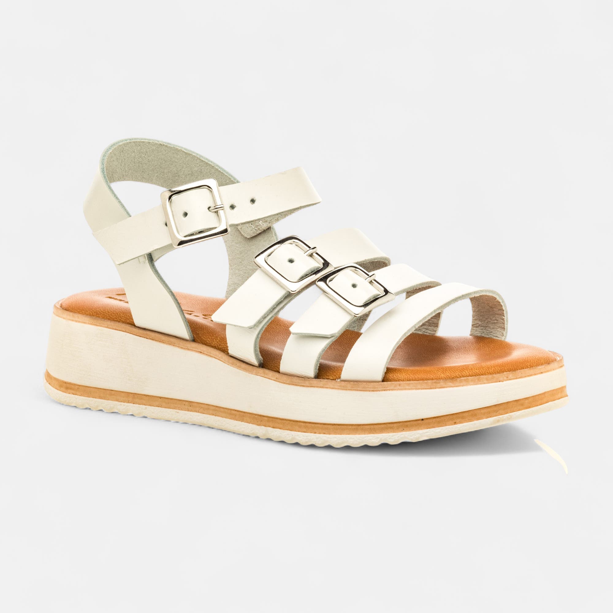 Nu-pieds Fille en cuir blanc