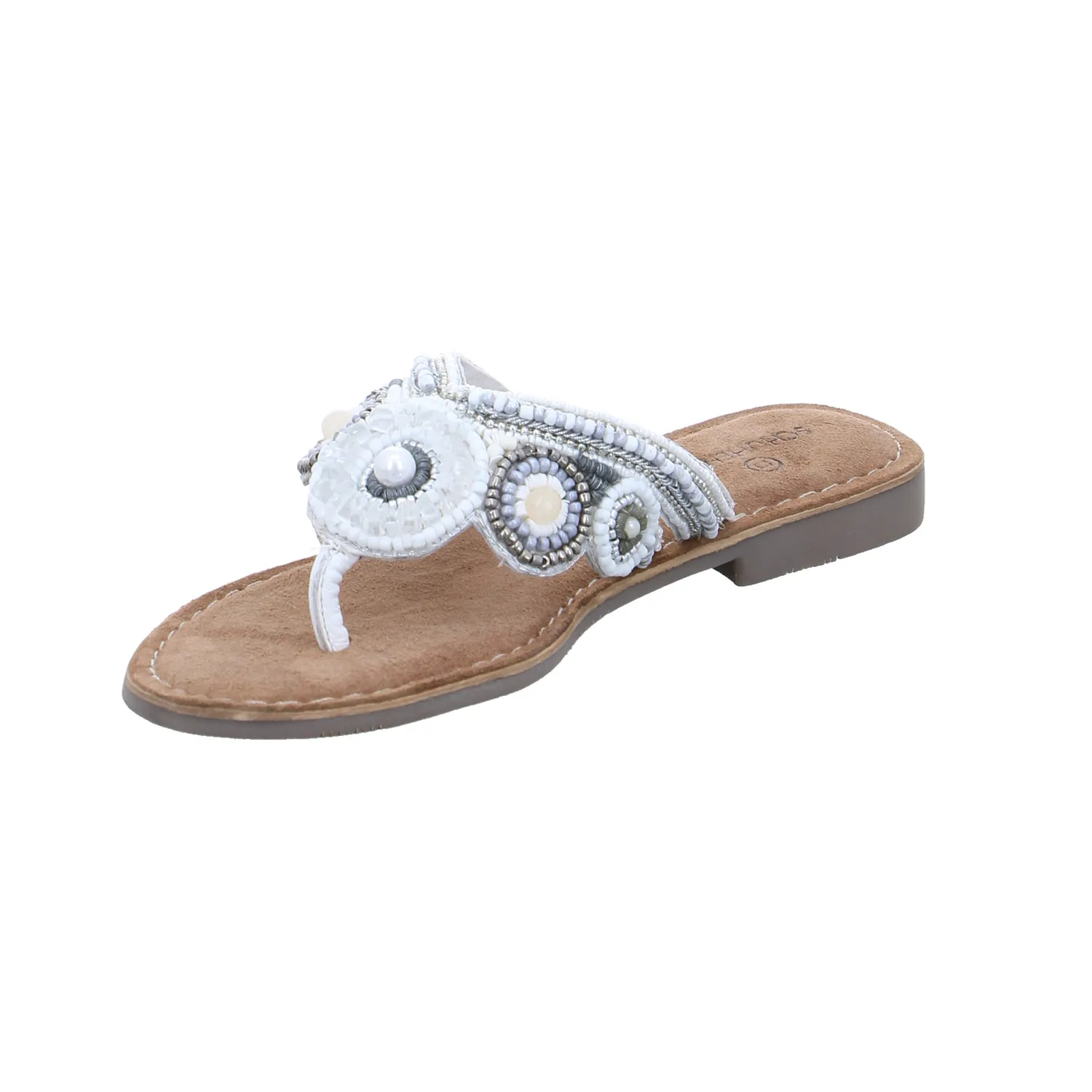 SCHUHENGEL Zehentrenner-FlipFlop Weiss Leder