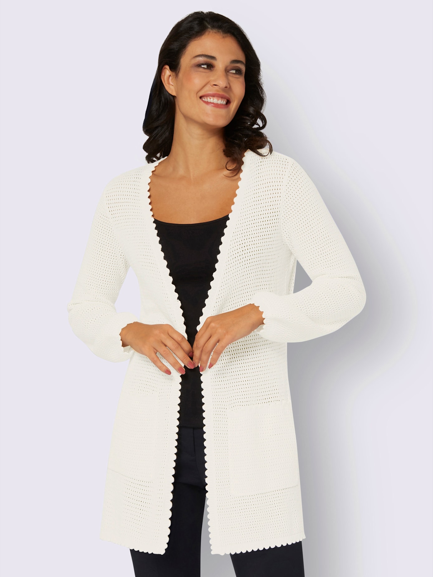 Veste en tricot motif ajouré intégral