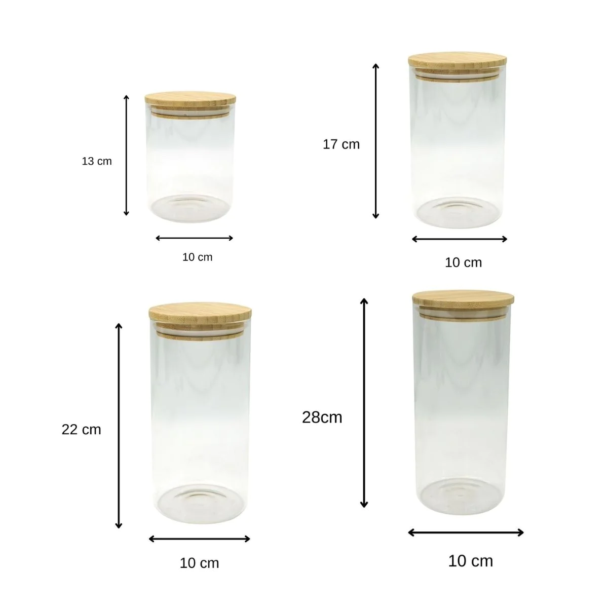 Set de 4 boîtes de conservation en verre avec couvercle en Bambou Eco
