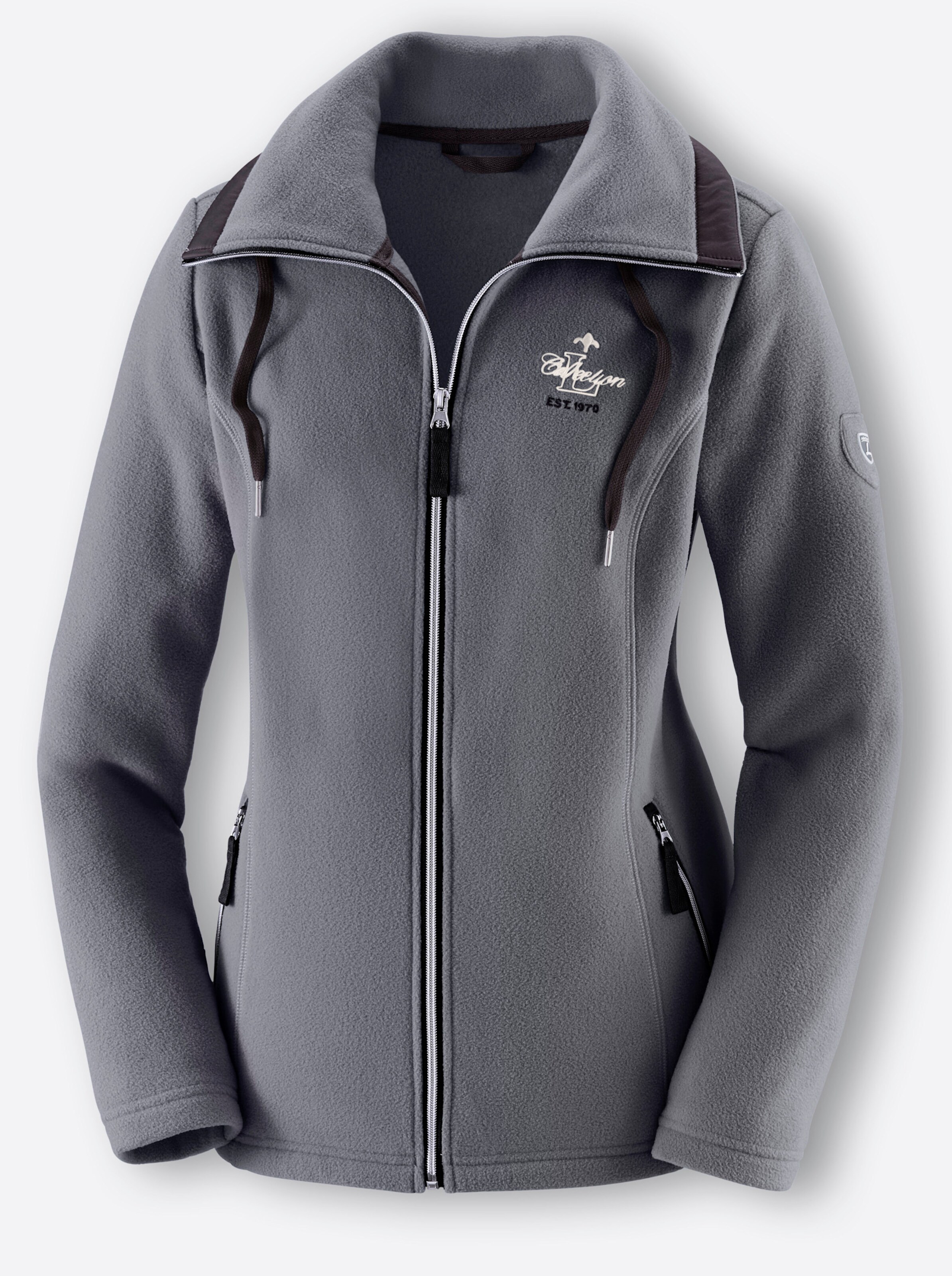 Fleecejacke in dunkelgrau-meliert