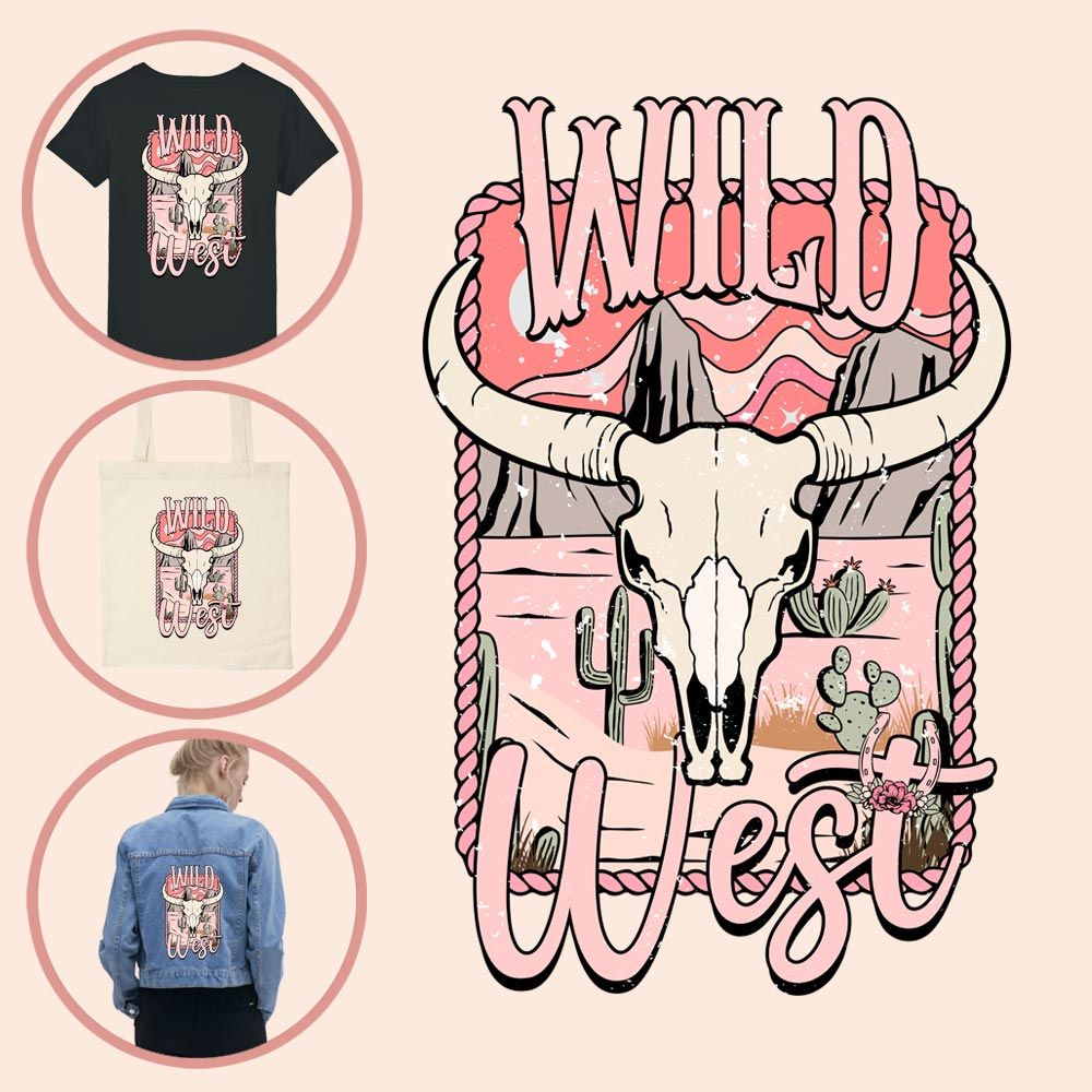 Kleding transfer Wild West skull