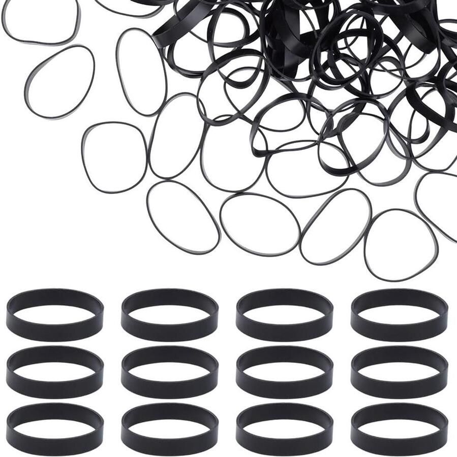 Rubberen kabelbinders Kabelbevestiging 100 stuks Zwart Elastisch Alternatieve portemonnee Geschikt voor kabels Kleur zwart 1 inch