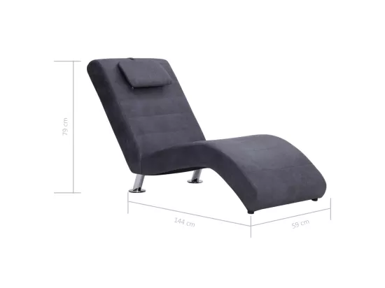 Chaise longue avec oreiller Gris Similicuir daim
