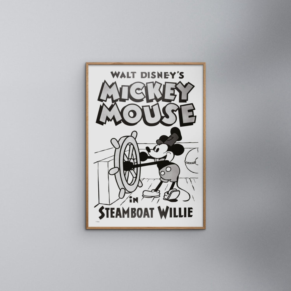 Køb Poster & Frame Disney - Mickey In Steamboat Willie