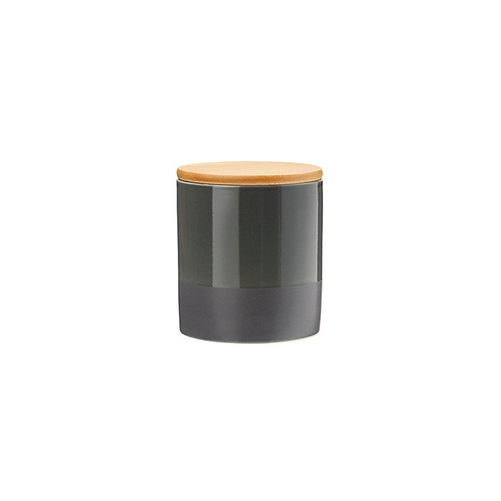 Pot en céramique Ornami anthracite avec couvercle en bambou Lucie 0,45 L