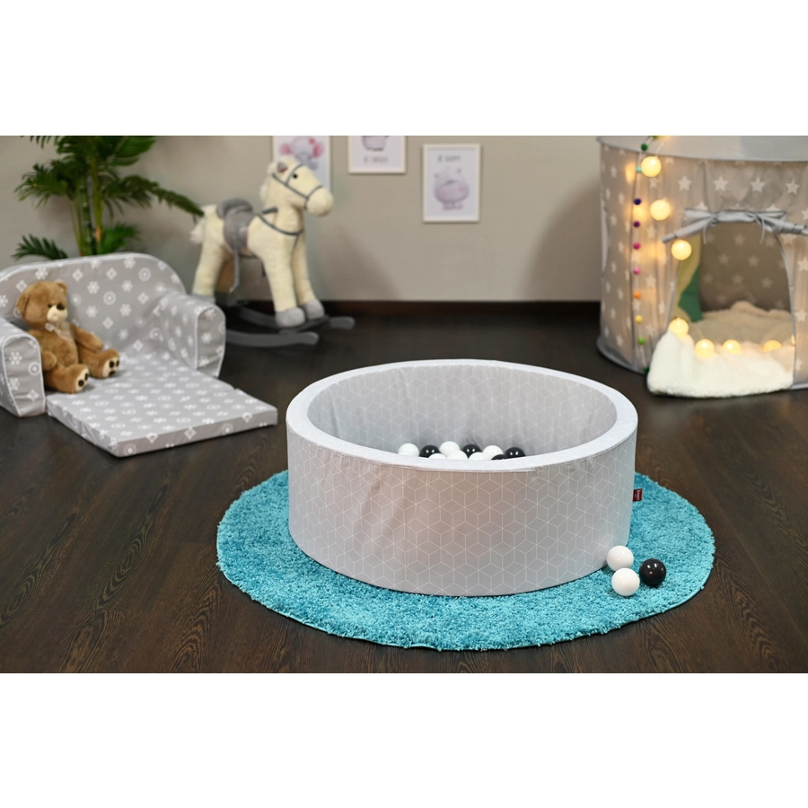 knorr toys® Bällebad soft - Geo cube grey - 100 balls greycreme grau