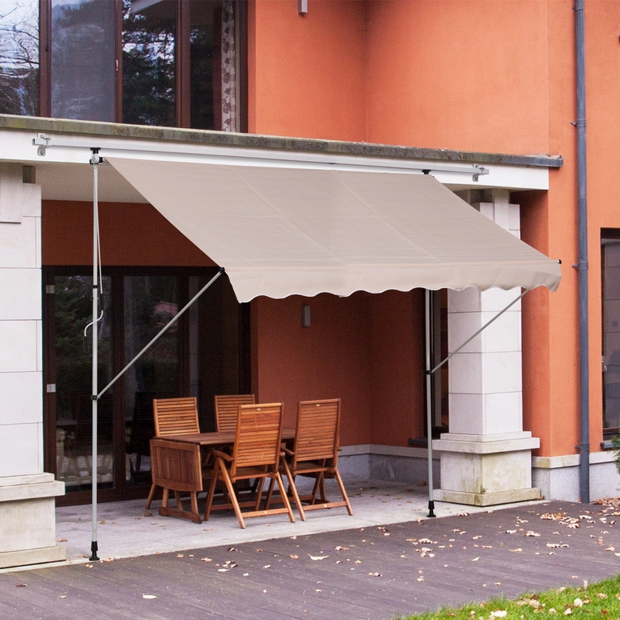 Outsunny Klemmmarkise mit Faltarm beige