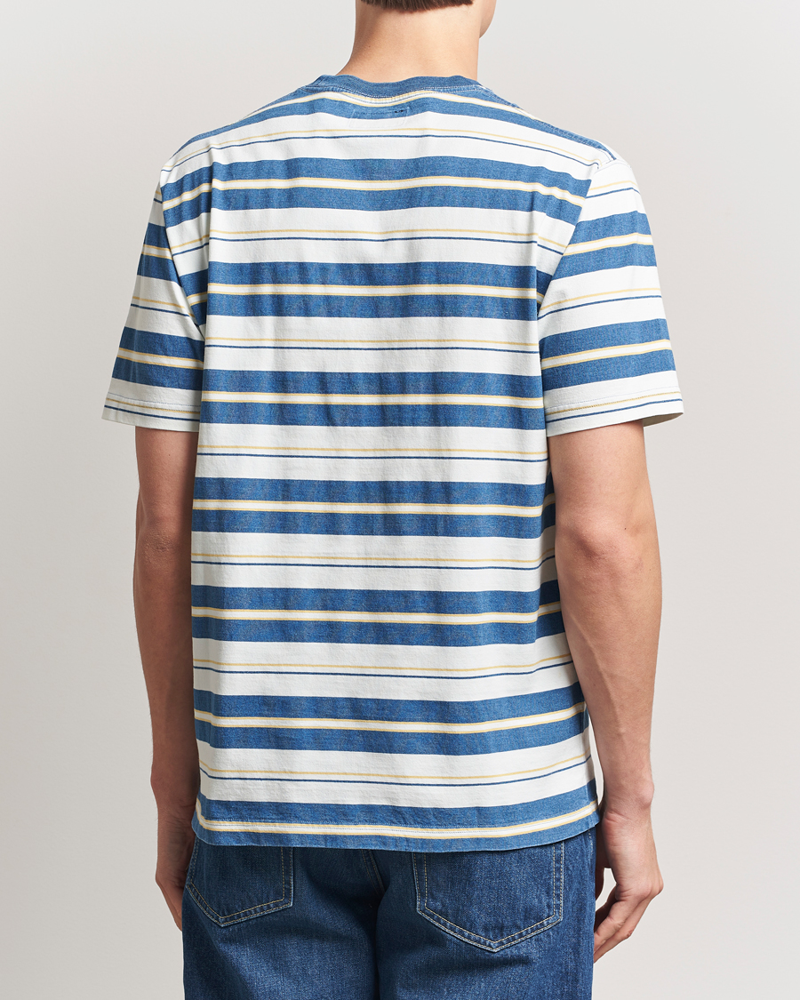 BEAMS PLUS Short Sleeve T-Shirt Blue Indigo Stripe