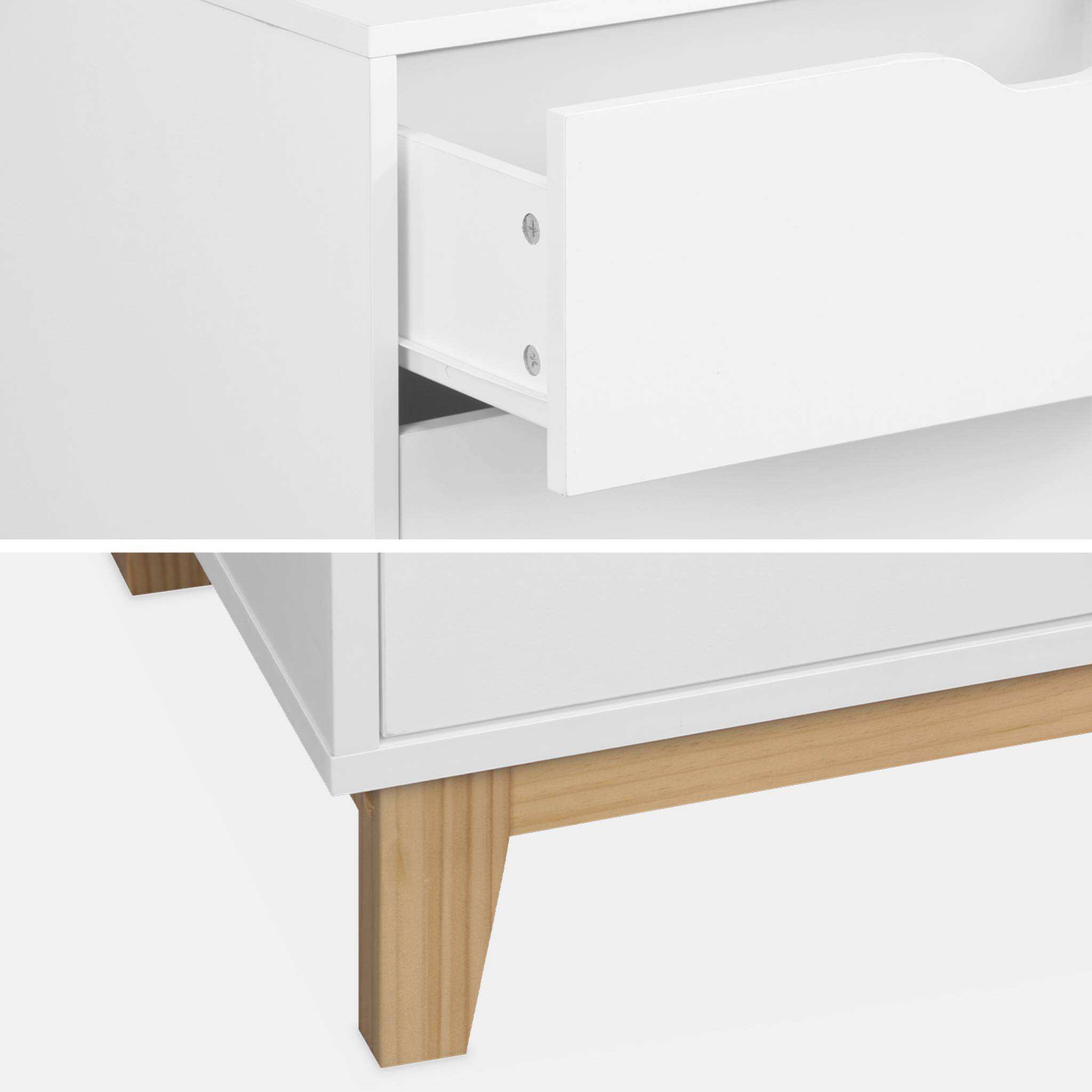 Commode blanche scandinave - floki - pieds en bois de sapin. 4 tiroirs. 60x40x90cm