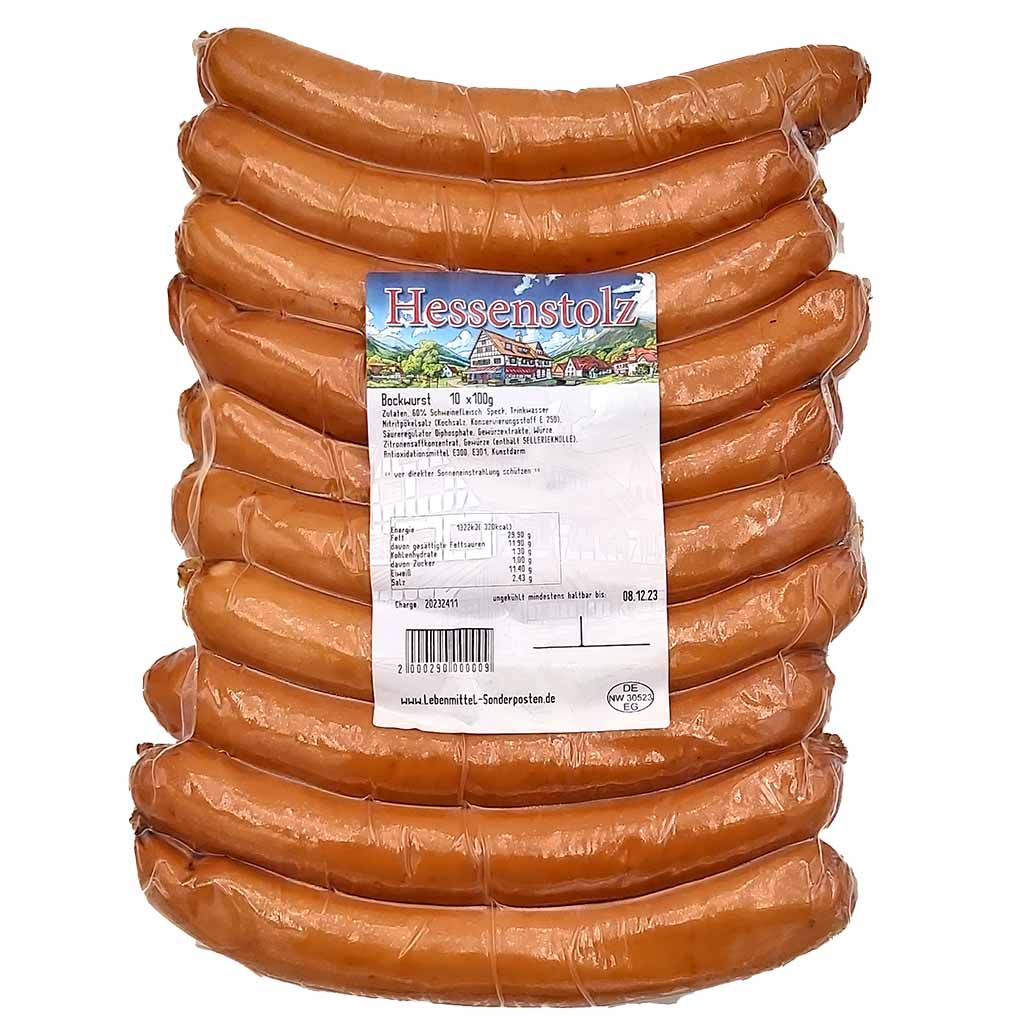 Hessenstolz Bockwurst 10 x 100g = 1kg MHD:21.12.24