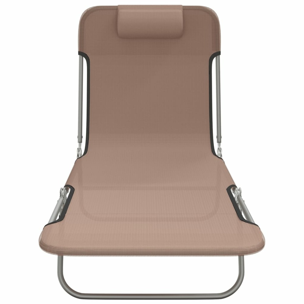 Chaises longues pliables 2 pcs marron textilène et acier