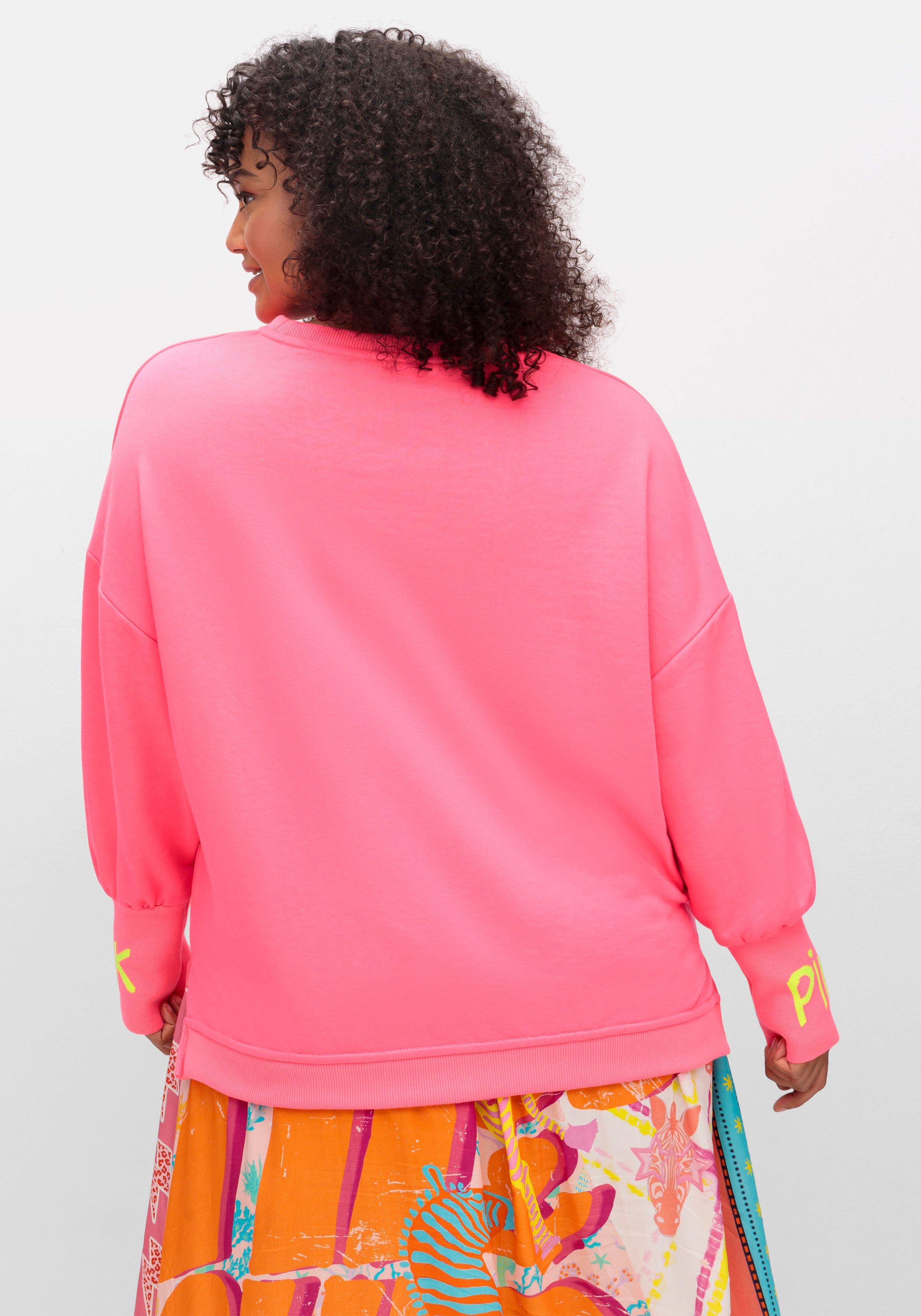Sweatshirt mit Neon-Prints und Ballonärmeln