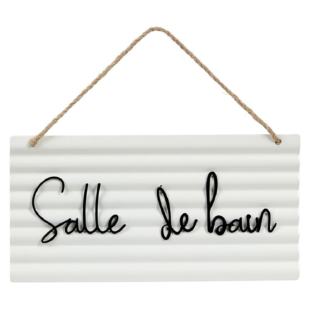 Pancarte décorative pièces de la maison en métal blanc