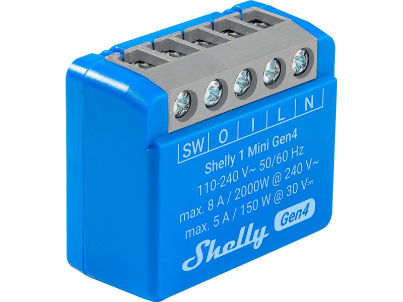 Shelly WLAN-Schaltaktor 1 Mini Gen4 WiFi-Switch Blau, 8 A Wi-Fi-gesteuerter, intelligenter Schalter