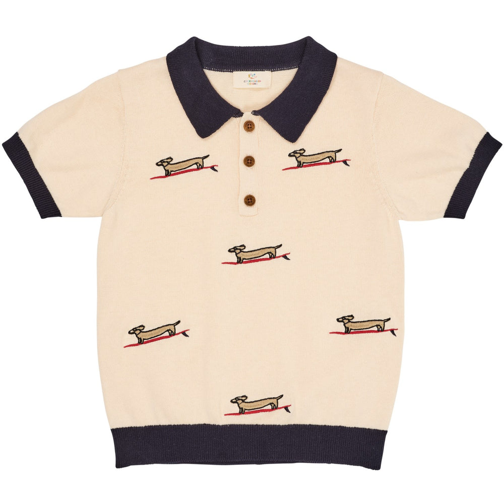 Køb COPENHAGEN COLORS Creme/Navy Kam. Polo m. Broderi