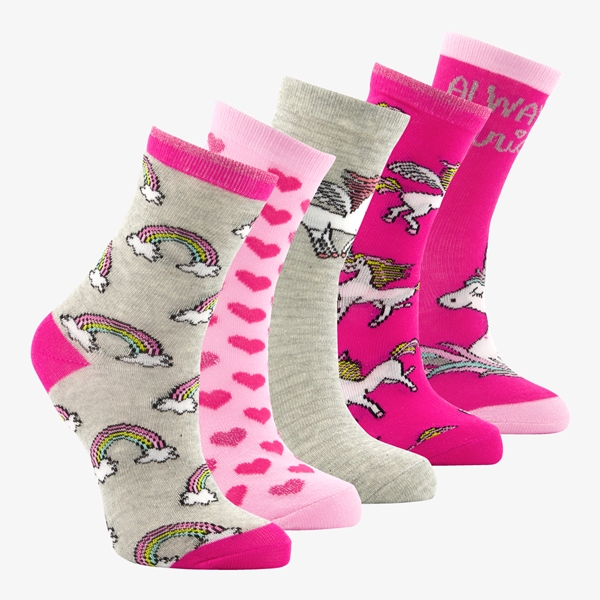 5 paar kindersokken met unicorns