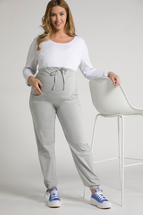 Bellieva-Sweatpants, extrabreiter Bund, Biobaumwolle