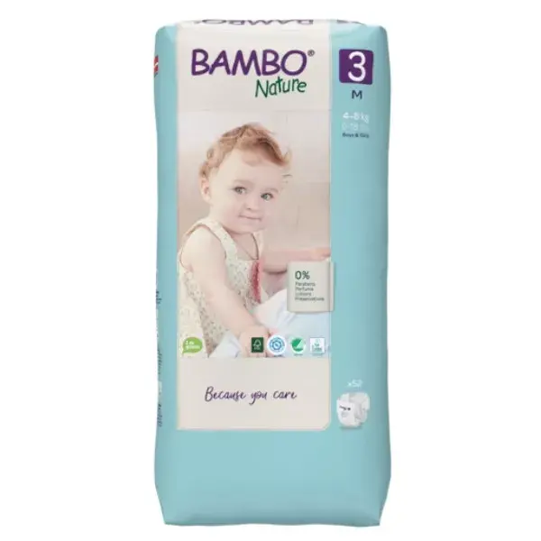 Fraldas Bambo Nature Tamanho 3 (4-8kg) - Pacote com 52 unidades