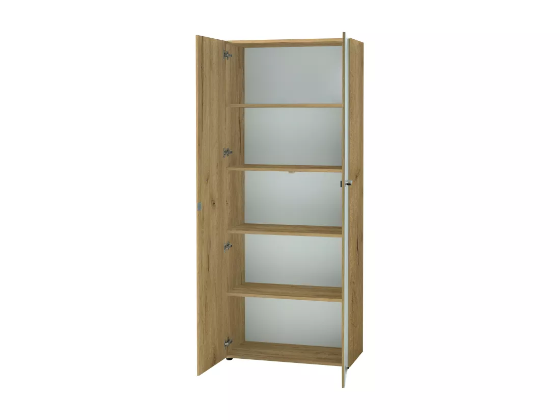Armoire de bureau deux portes 196 cm blanche et aspect chêne Next