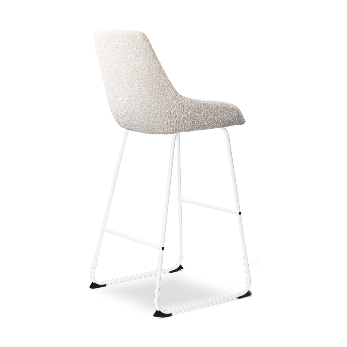 Nolon Nino-Isa Barkruk Bouclé Beige - Stof - Wit Onderstel - 75 cm