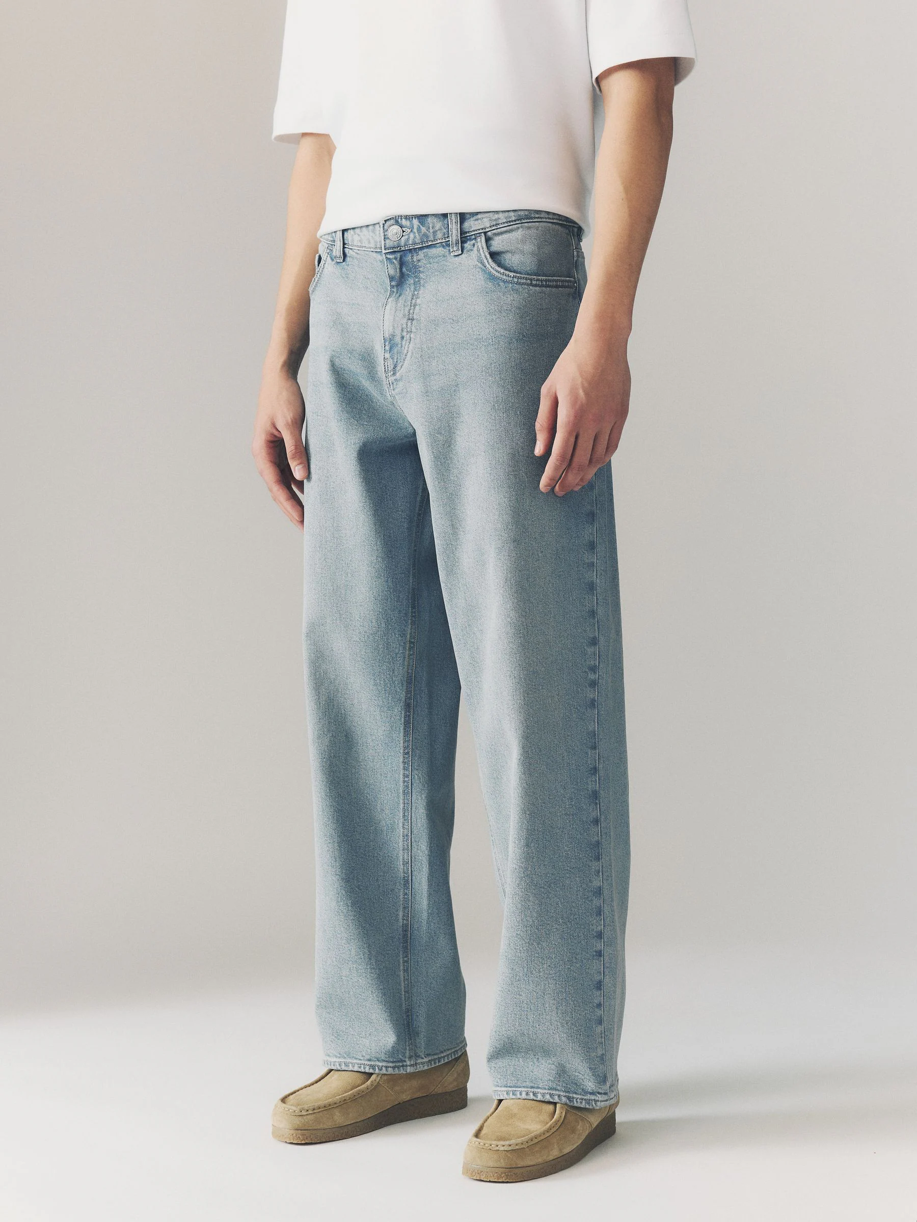 Lichtblauw - Baggy pasvorm - Vintage wash denim jeans