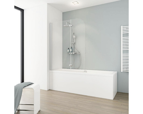 2-delige badwand SCHULTE Komfort ExpressPlus 112 x 140 cm helder glasprofiel kleur aluminium EP3353 01 50 140