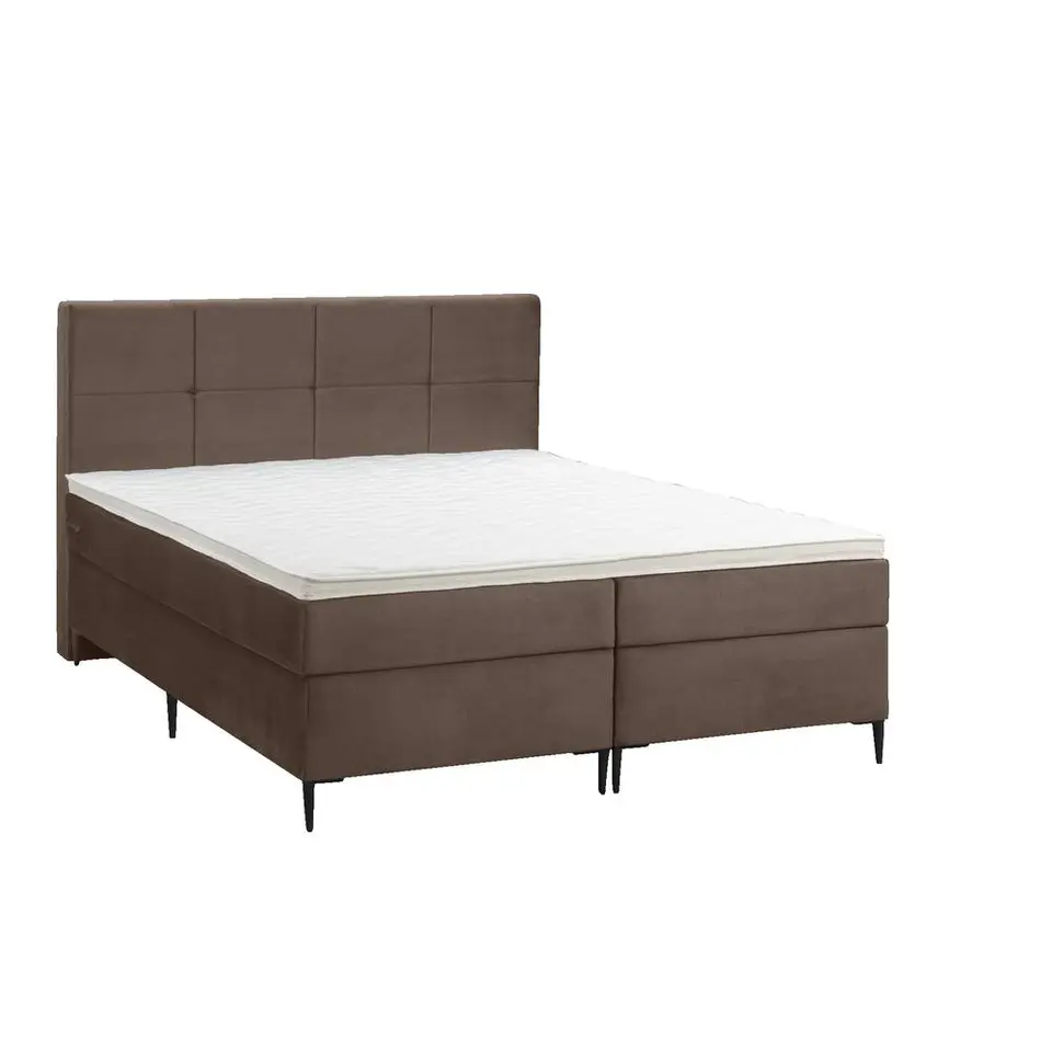 Boxspring Liv geblokt - bruin - 180x200 cm - slanke poot