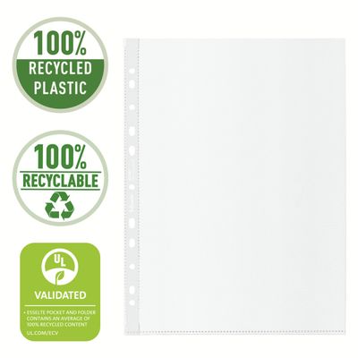 Esselte - 50 Pochettes perforées - A4 - PP - 100% Recyclées