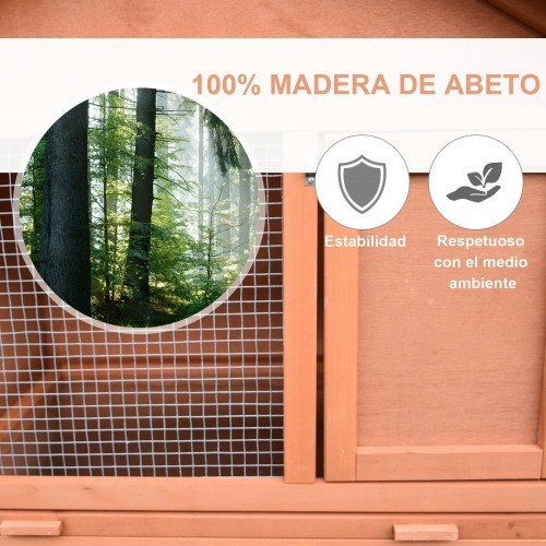 Gaiola para coelho PawHut feita de madeira e telhas de asfalto, marrom