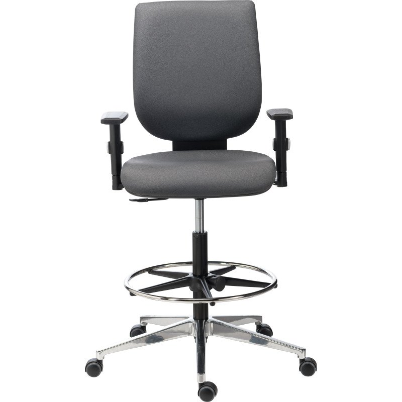 Chaise haute NAO EXPERT - simili cuir anthracite - avec ou sans accoudoirs - mécanisme contact permanent - avec repose pied