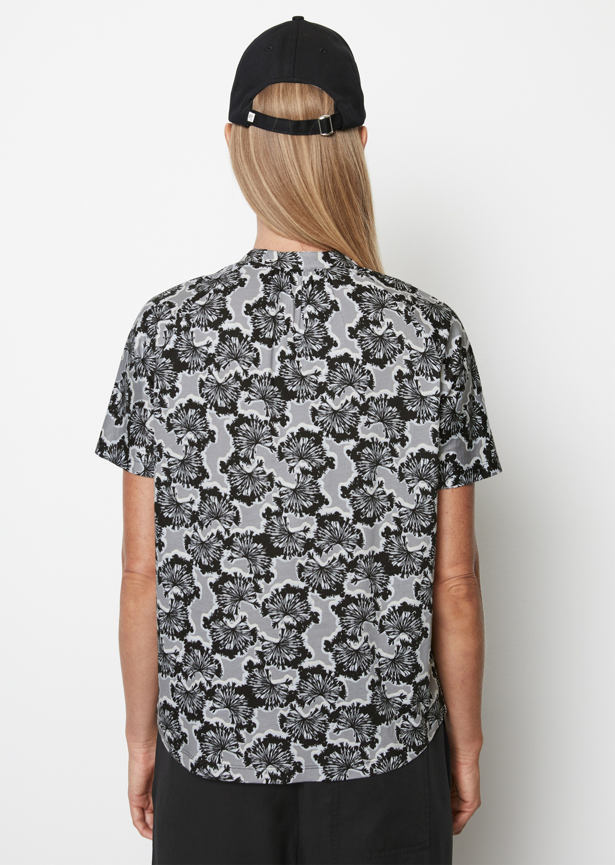 Kurzarm-Jersey-Bluse relaxedaus bedrucktem Single Jersey