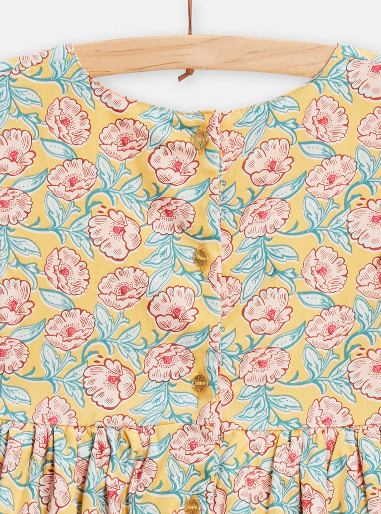 Robe jaune imprimé fleuri pour fille