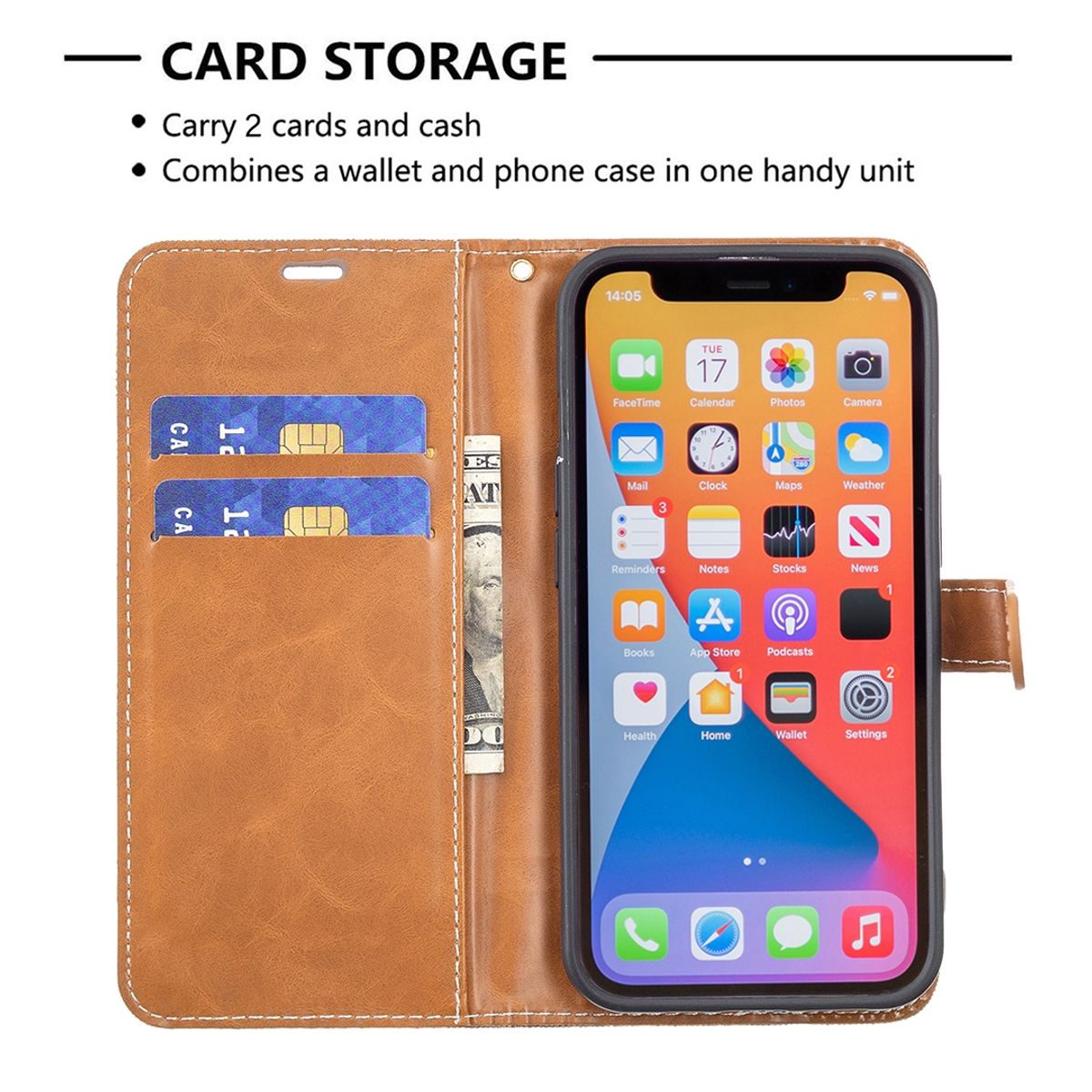 Hülle Handy Schutz für Apple iPhone 13 mini Case Cover Tasche Etuis Bumper Braun