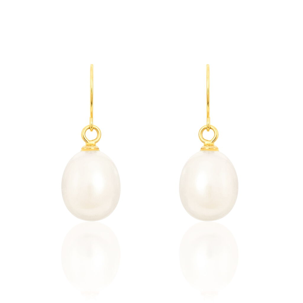 Boucles D'oreilles Pendantes Baroque Or Jaune Perle De Culture