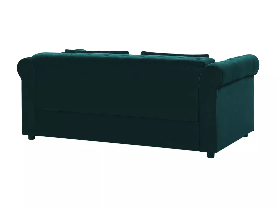Canapé convertible 3 places en velours vert foncé CHESTERFIELD