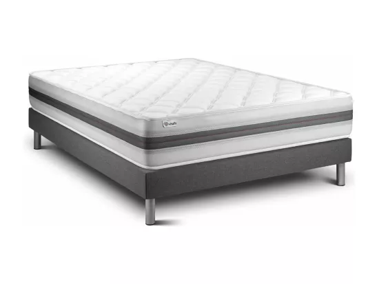 Ensemble VITALMEMO BACK 140x190cm sommier kit gris