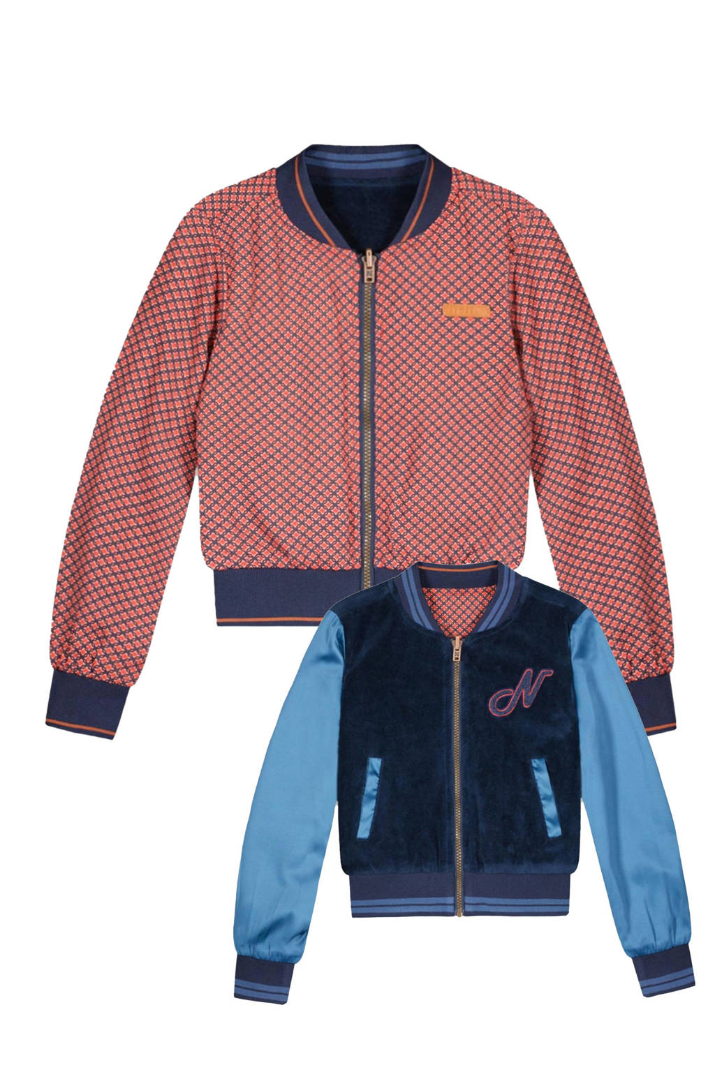 NONO reversible jasje Donna van polyester rood/blauw