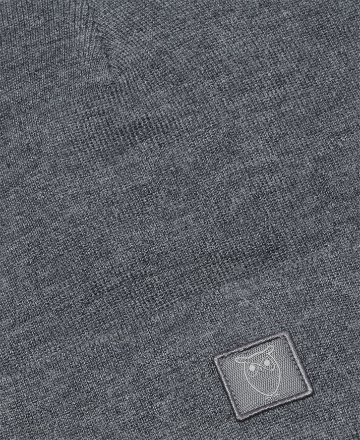 Knowledge Cotton Apparel Double layer fine merino wool beanie - RWS Grå