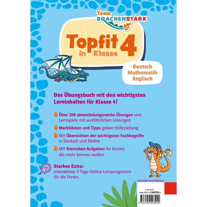 Topfit in Klasse 4 - Team Drachenstark - Deutsch, Mathematik, Englisch