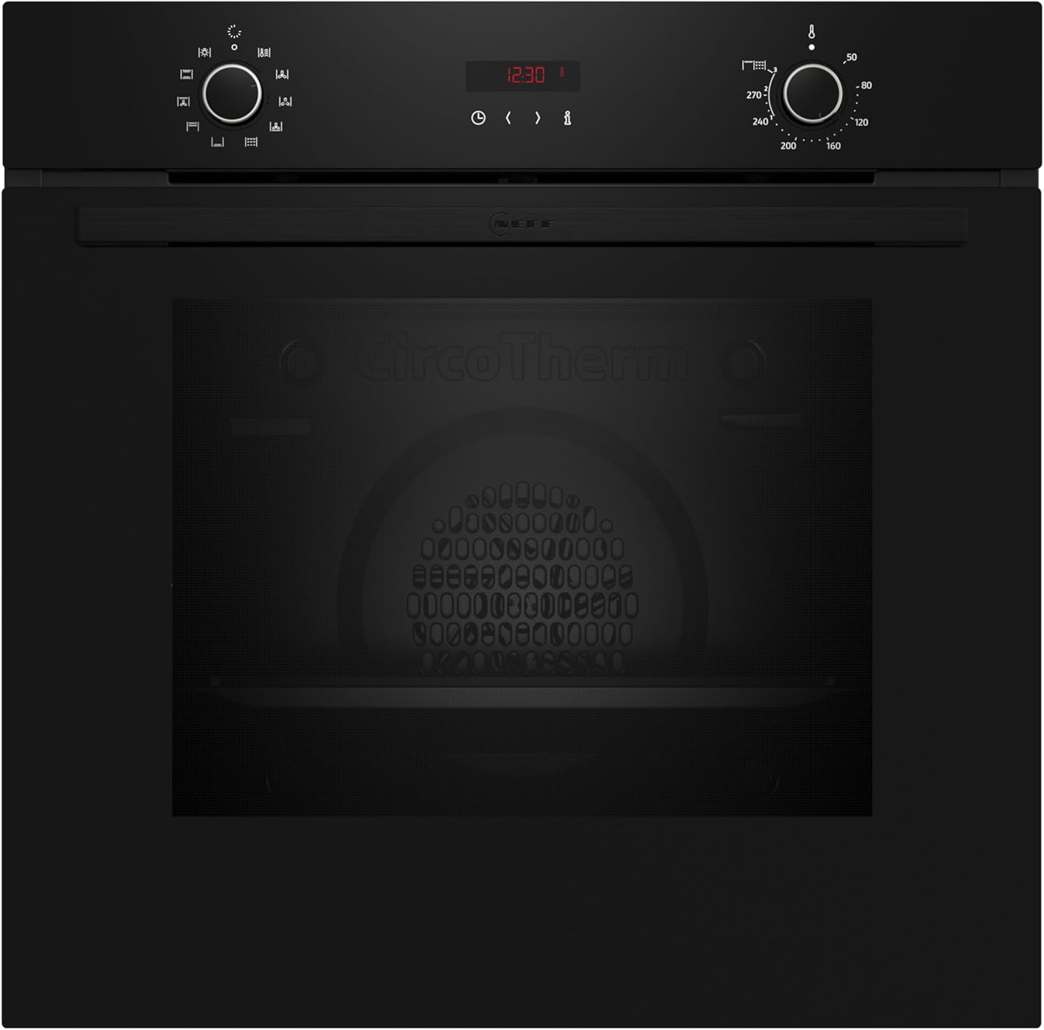 NEFF B2CCG6AK3, N30, Backofen 60 x 60 cm, LED-Display, 3D Heißluft, CircoTherm, 7 Beheizungsarten, Pyrolyse-Selbstreinigung, Manuelles EasyClean, Kindersicherung, Schwarz