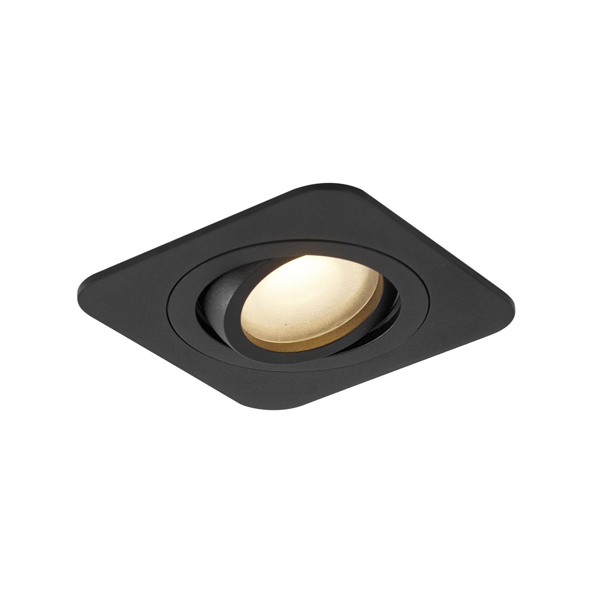 Afgeronde inbouwspot zwart GU10 50mm draai- en kantelbaar IP44 - Alberto