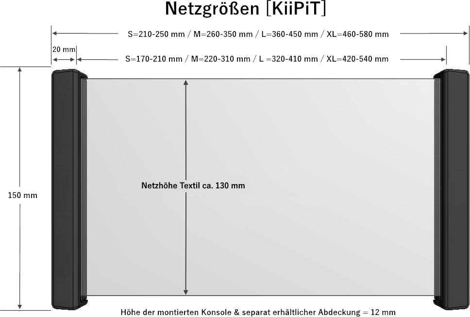 KiiPiT Stauraumnetz inkl. Montageset XL 420 - 540 mm