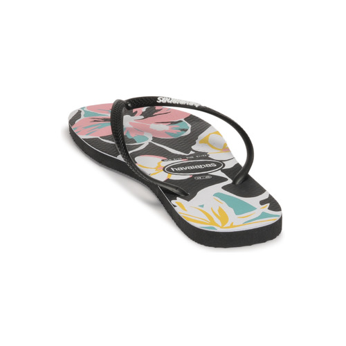 Havaianas - SLIM FLORAL BASIC - Noir / Bleu / Rose