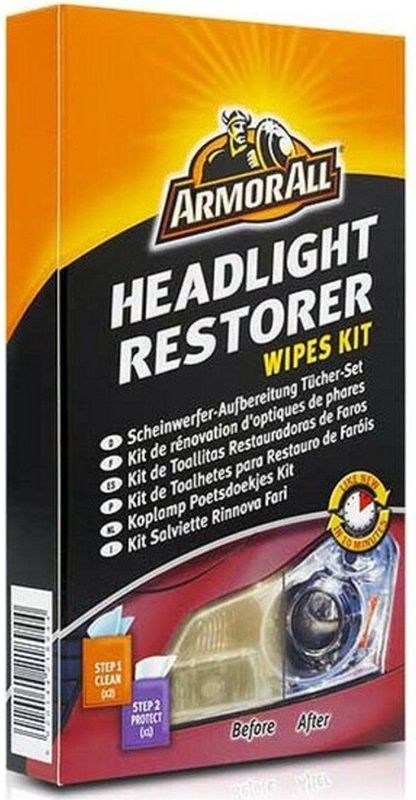 Armor All - Headlight Restorer Wipes Kit - 2 Doekjes - UV-Werende Coating